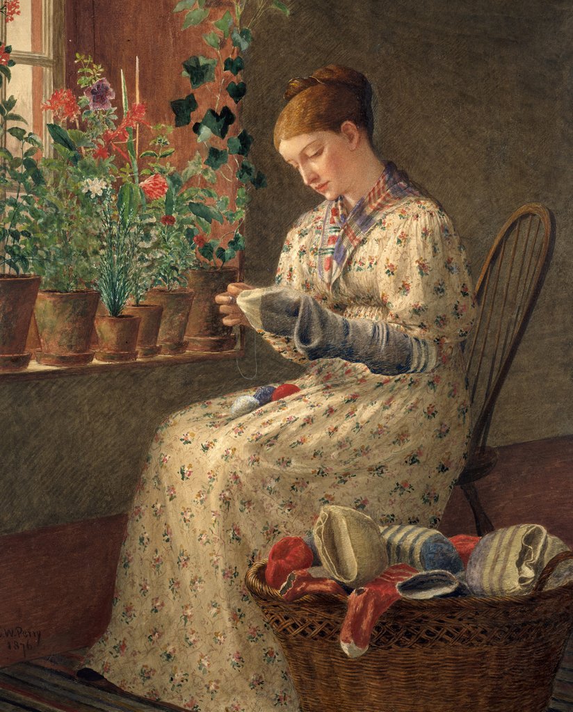 Detail of A Month's Darning, 1876 by Enoch Wood Perry