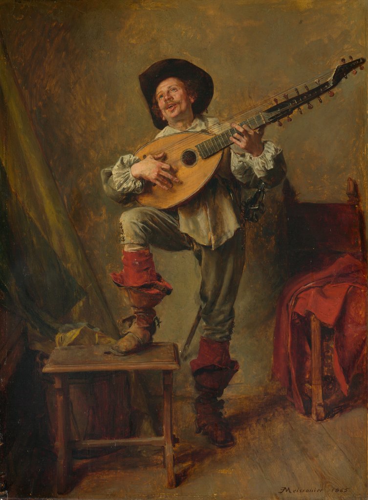 Detail of Soldier Playing the Theorbo, 1865 by Jean Louis Ernest Meissonier