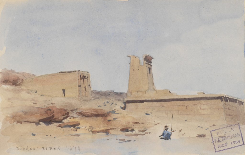 Detail of The Temple of Dendur, Showing the Pylon and Terrace, 1874 by Frederick Arthur Bridgman