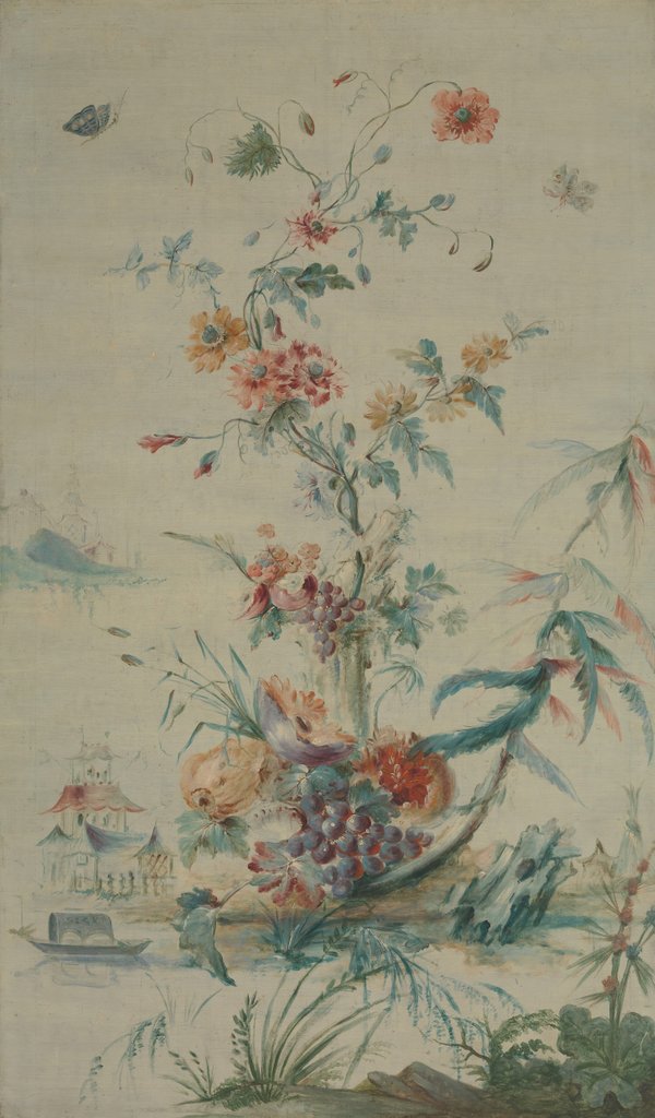 Detail of Flowers and Chinoiserie, 18th century by French Painter