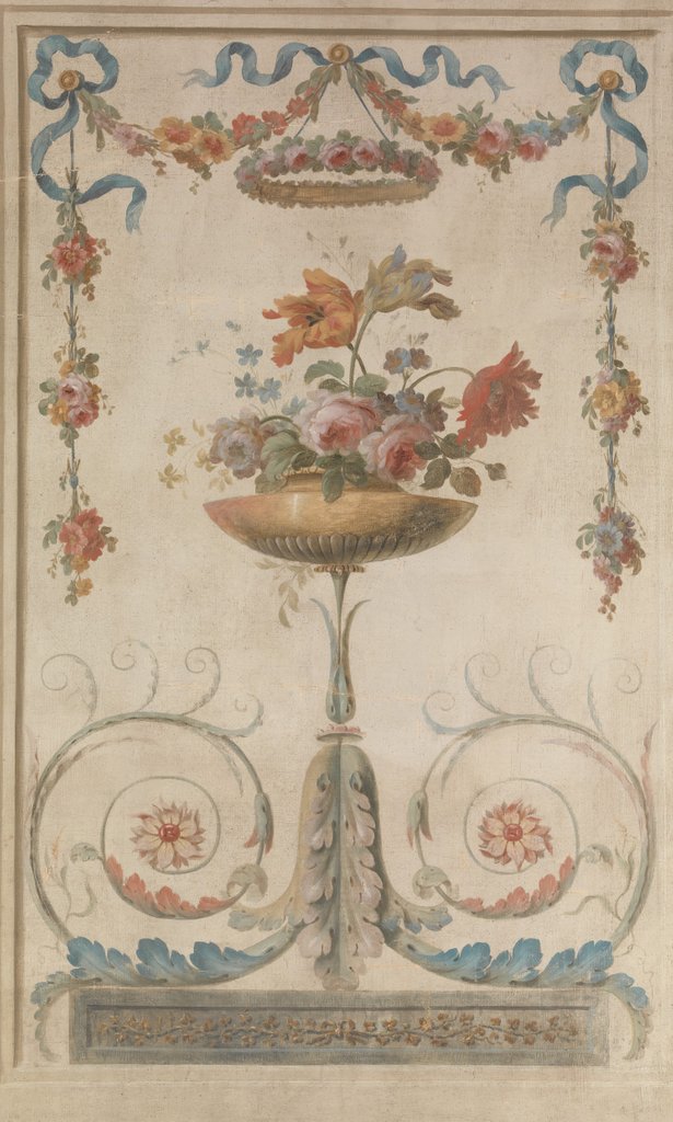Detail of Vase of Flowers Resting on Foliate Scrolls, 1770-90 by French Painter