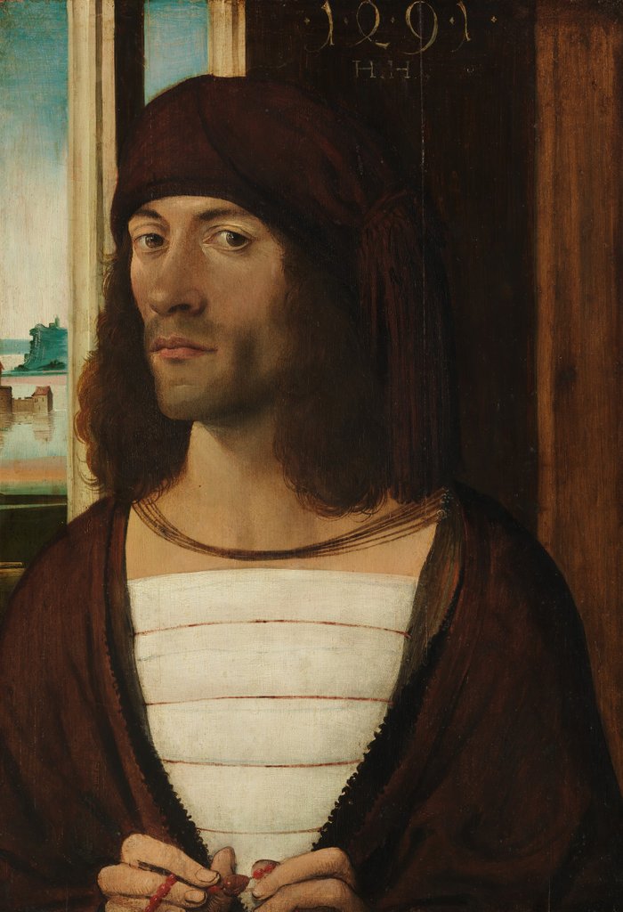 Detail of Portrait of a Man, 1491 by German Painter