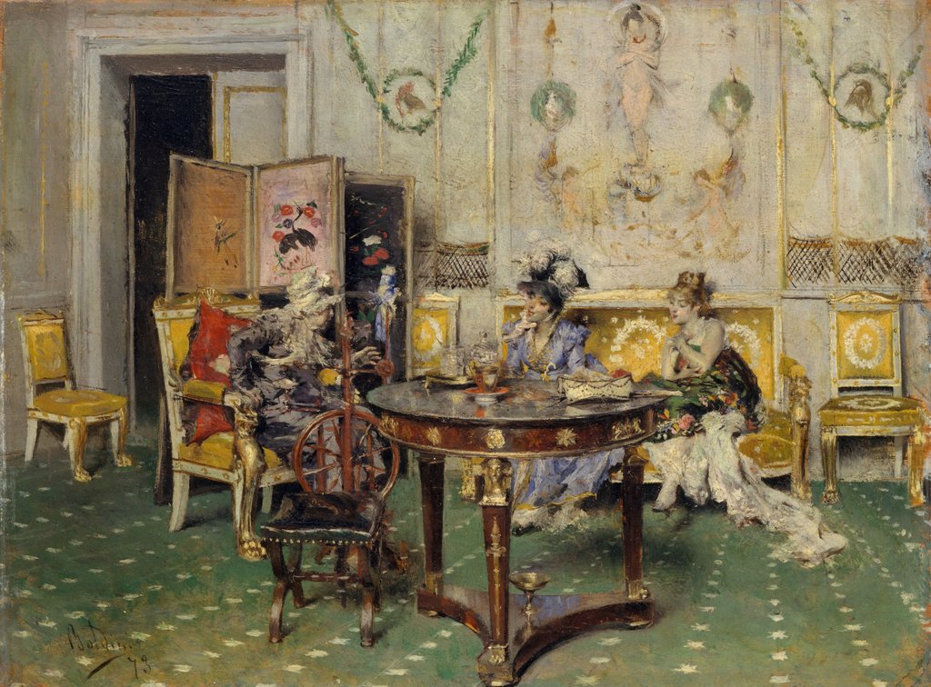 Detail of Gossip, 1873 by Giovanni Boldini