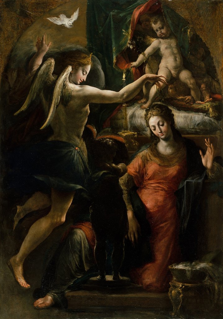 Detail of The Annunciation by Girolamo Mazzola Bedoli