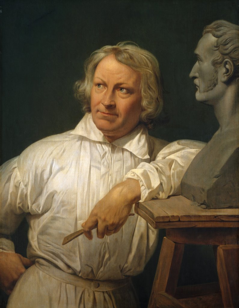 Detail of Bertel Thorvaldsen with the Bust of Horace Vernet, 1833 or later by Émile Jean-Horace Vernet