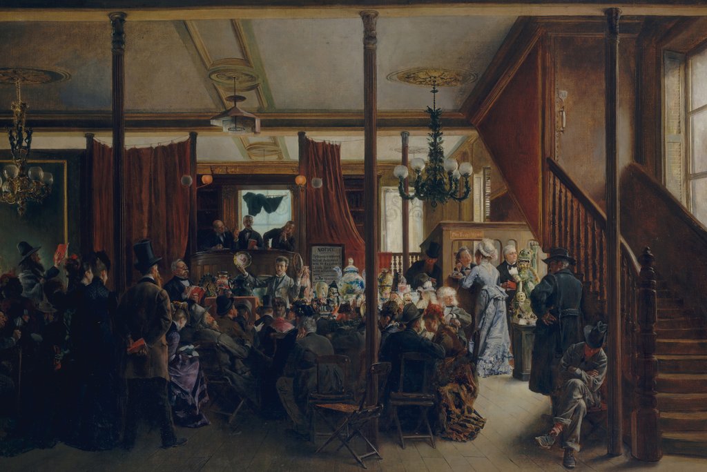 Detail of Auction Sale in Clinton Hall, New York, 1876, 1876 by Ignacio de León Escosura