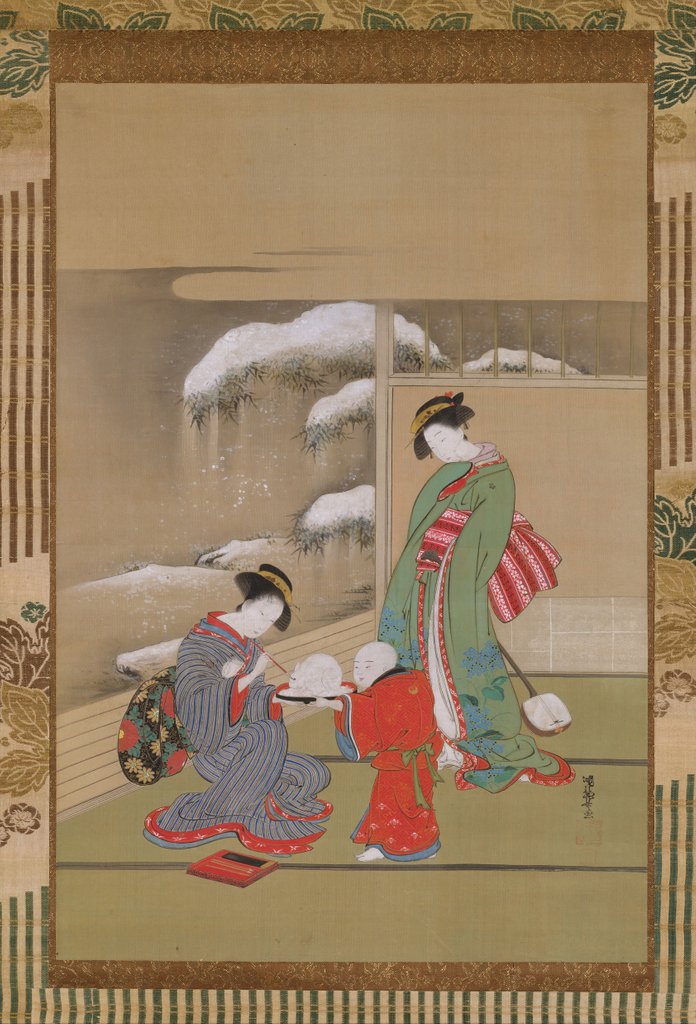 Detail of Painting the Eyes on a Snow Rabbit , ca. 1780 by Isoda Koryusai