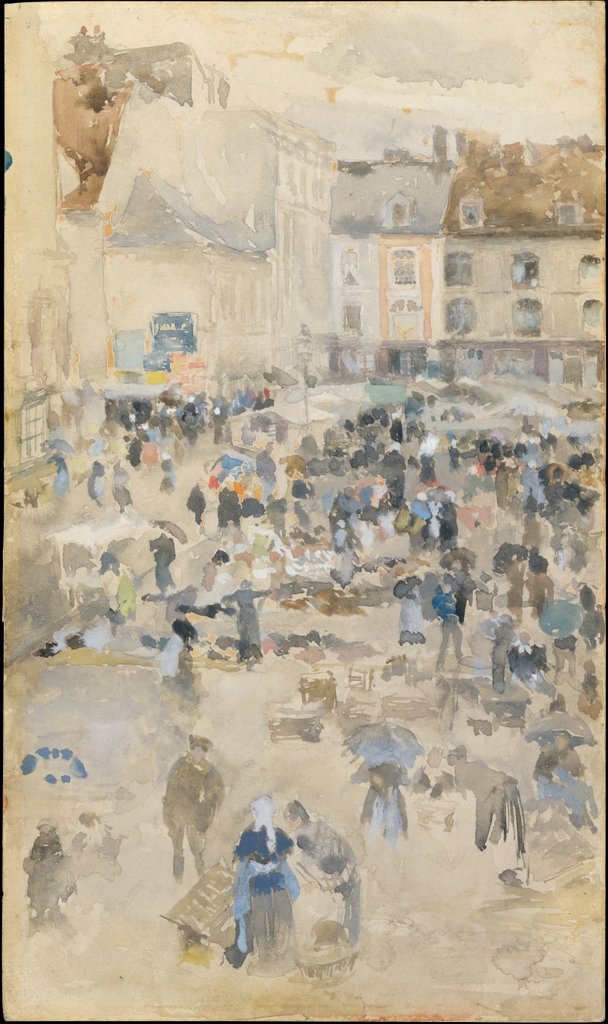 Detail of Variations in Violet and Grey?Market Place, Dieppe, 1885 by James Abbott McNeill Whistler