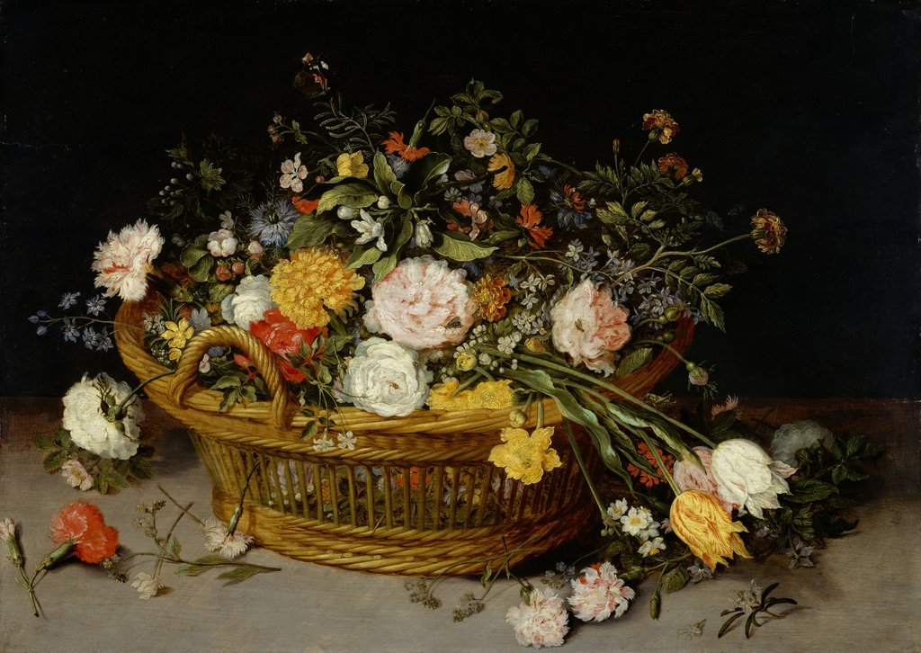 Detail of A Basket of Flowers, probably 1620s by Jan Brueghel the younger