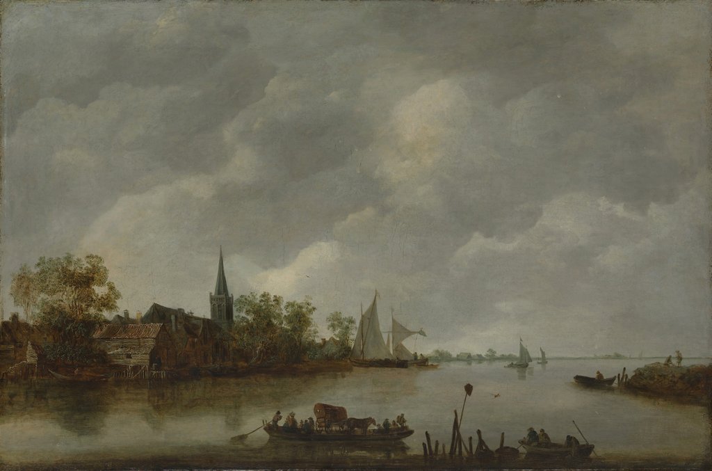 Detail of River View with a Village Church by Style of Jan van Goyen