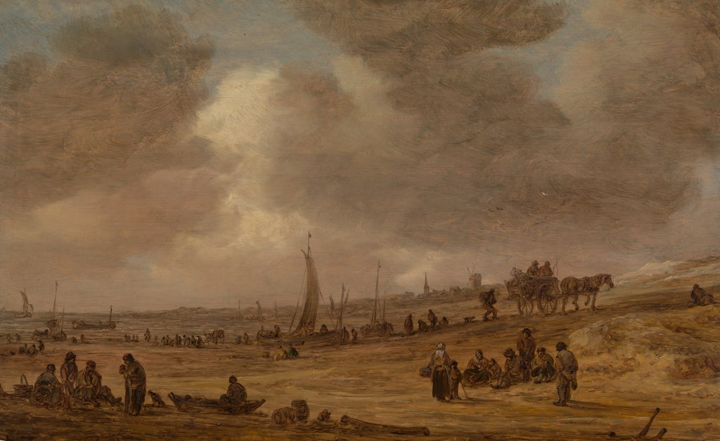 Detail of A Beach with Fishing Boats, probably 1653 by Jan van Goyen