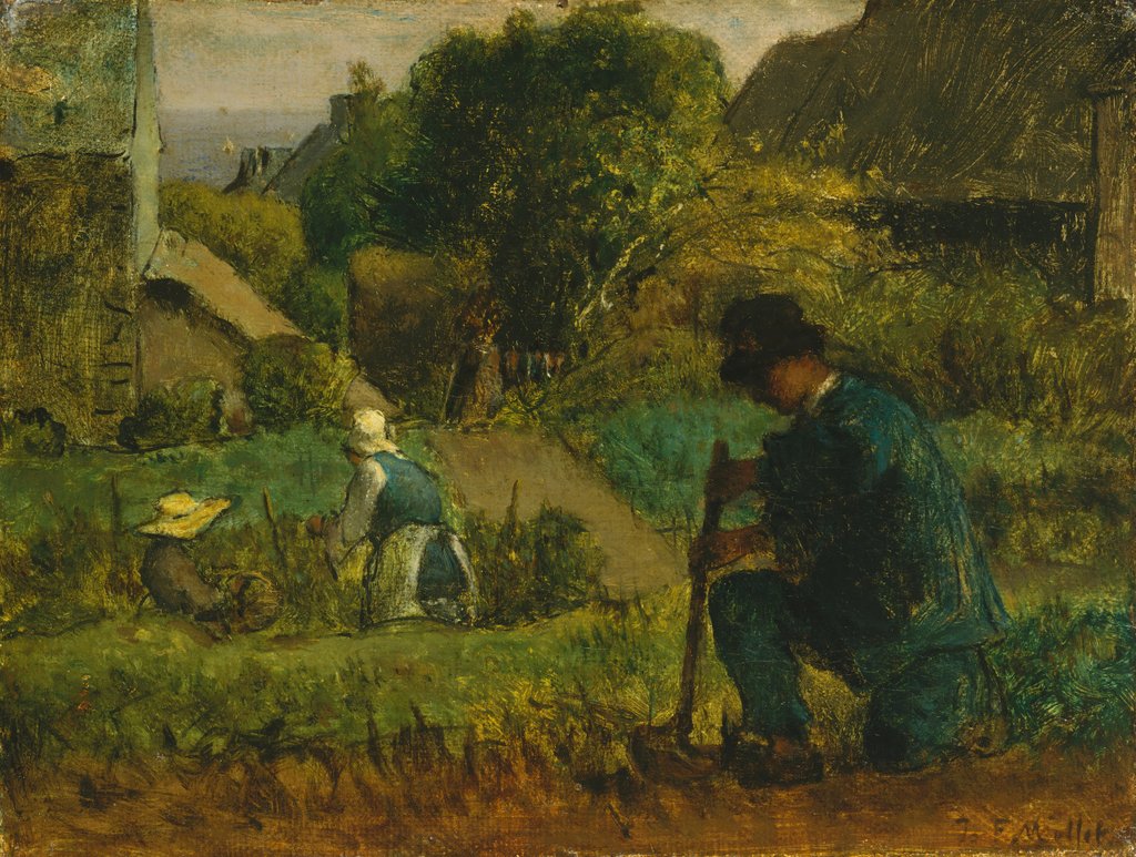 Detail of Garden Scene, 1854 by Jean Francois Millet