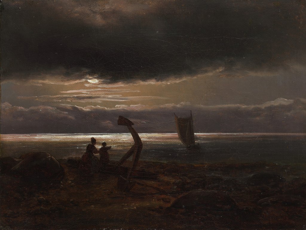 Detail of Mother and Child by the Sea, 1830 by Johan Christian Dahl
