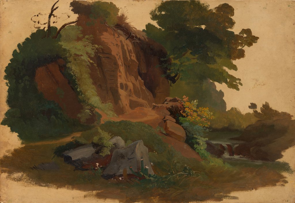Detail of Rocky Outcrop by a Stream in the Roman Campagna, ca. 1835-40 by Johannes Jakob Frey