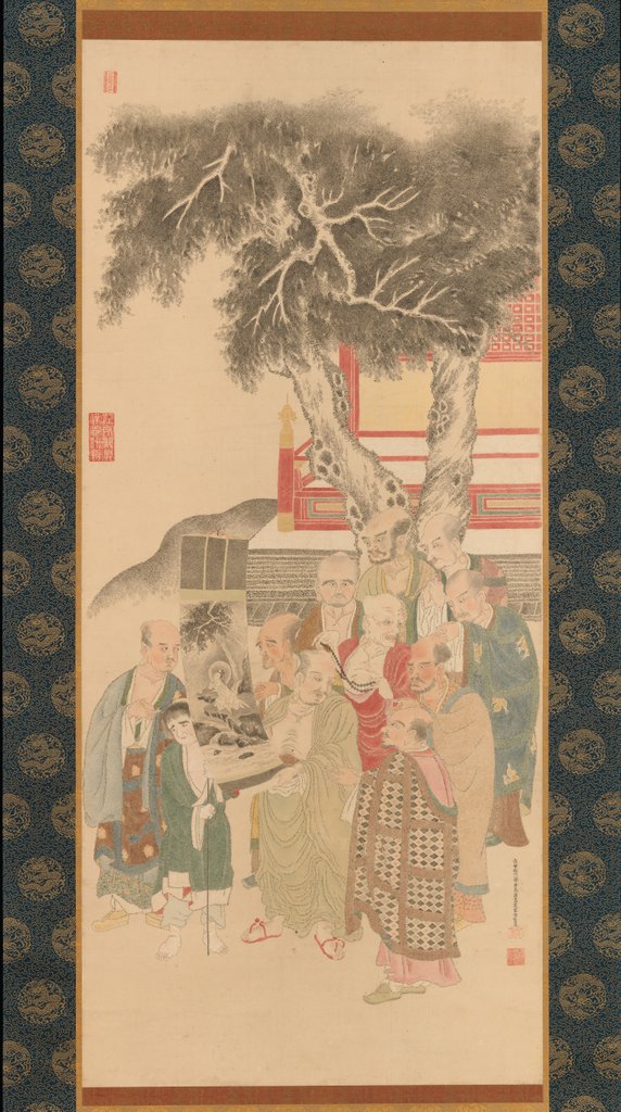 Detail of Ten Rakan Examining a Painting of White-Robed Kannon, 1792 by Kato Nobukiyo