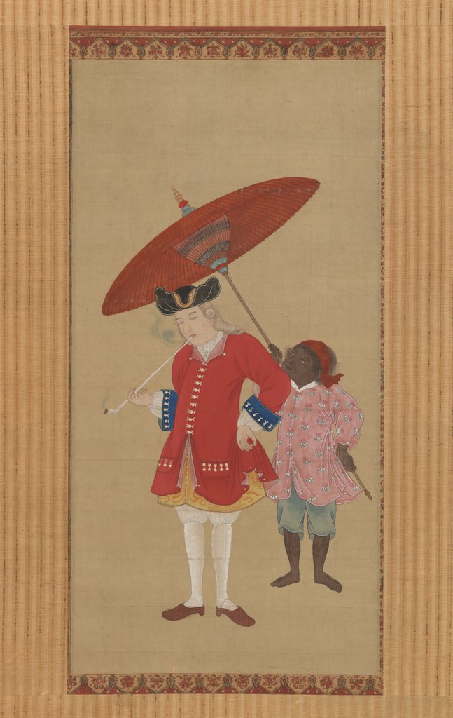 Detail of Dutchman with a Servant, early 19th century by Kawahara Keiga