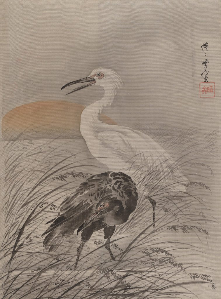 Detail of Cranes in Marsh, ca. 1887 by Kawanabe Kyosai