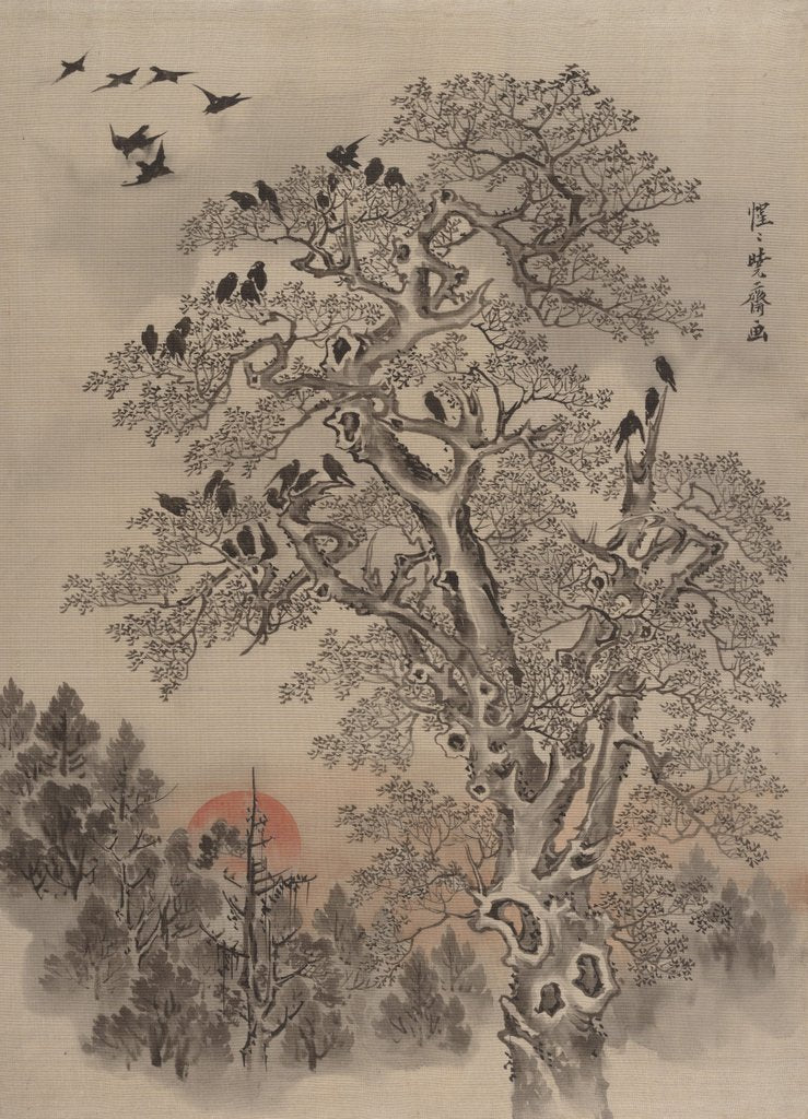 Detail of Flock of Crows at Dawn, ca. 1887 by Kawanabe Kyosai