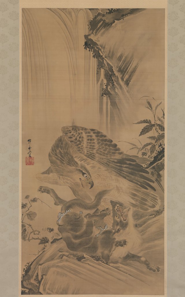 Detail of Eagle Attacking a Mountain Lion, 1885 by Kawanabe Kyosai