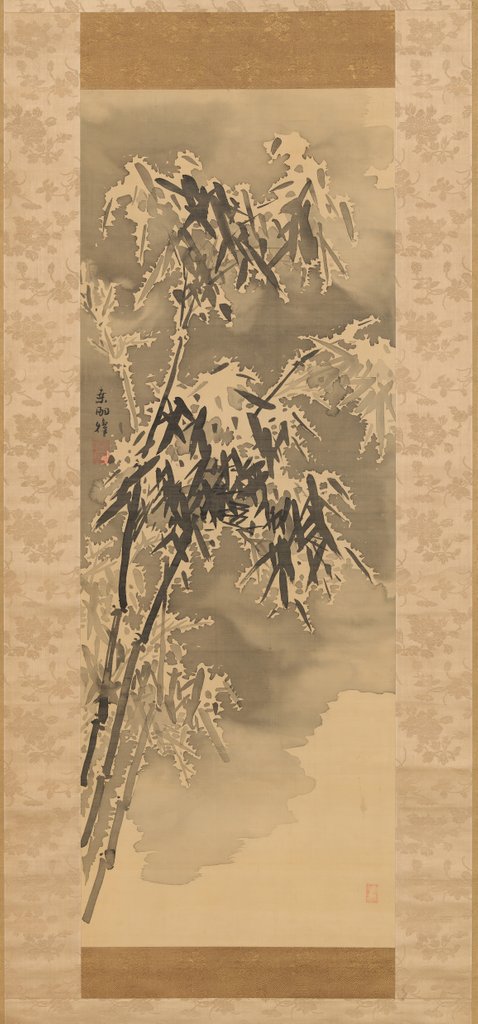 Detail of Bamboo in Snow, late 18th century by Kuwayama Gyokushu