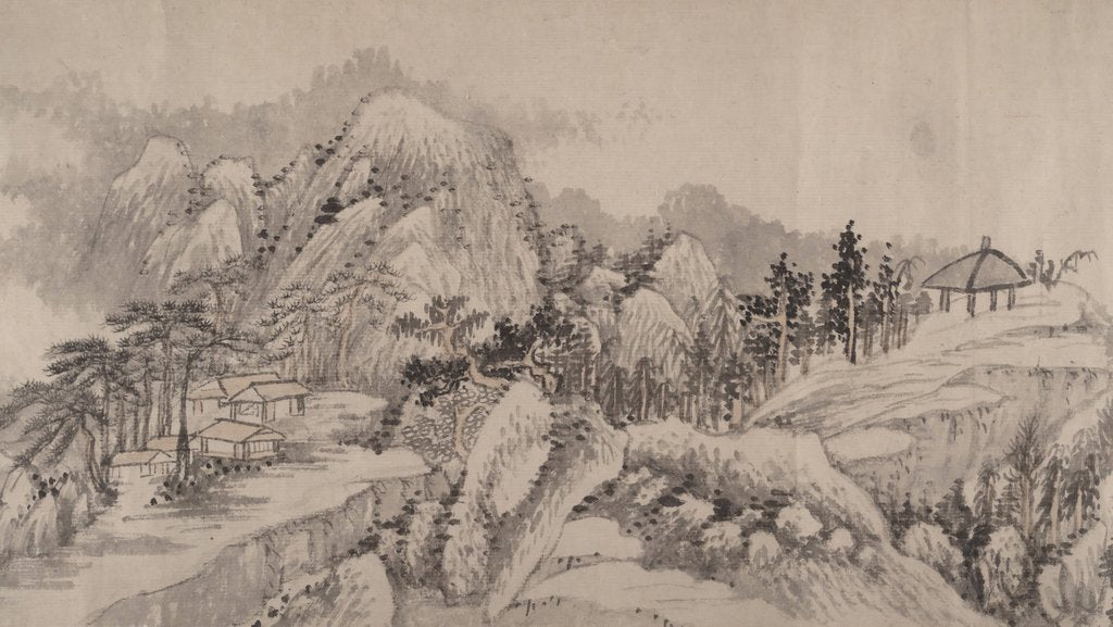 Detail of Remote Valleys and Deep Forests, dated 1678 by Liu Yu
