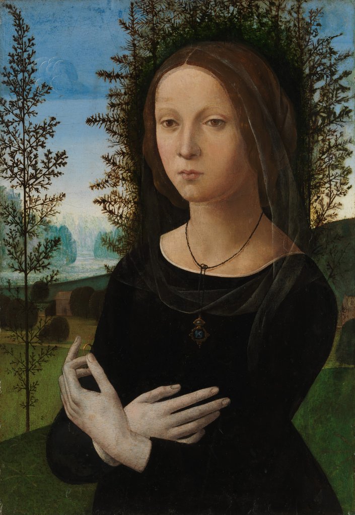 Detail of Portrait of a Young Woman, ca. 1490-1500 by Lorenzo di Credi