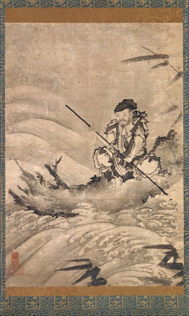 Detail of The Chinese Explorer Zhang Qian on a Raft, mid-16th century by Maejima Soyu