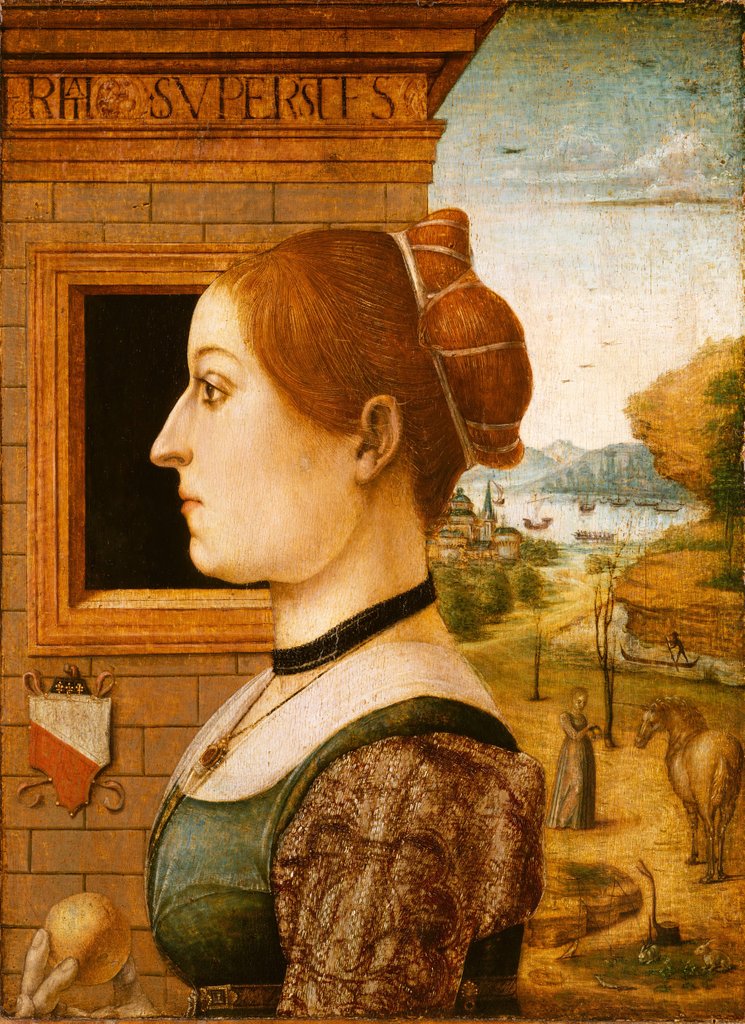Detail of Portrait of a Woman, possibly Ginevra d'Antonio Lupari Gozzadini, 1494? by Maestro delle Storie del Pane