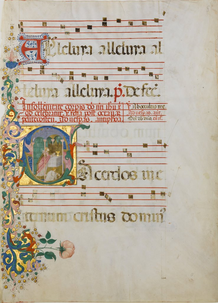 Detail of Manuscript Leaf with the Celebration of a Mass in an Initial S…, second half 15th century by Master of the Riccardiana Lactantius