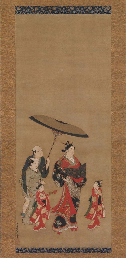 Detail of Courtesan on Parade, late 1730s-early 1740s by Miyagawa Issho