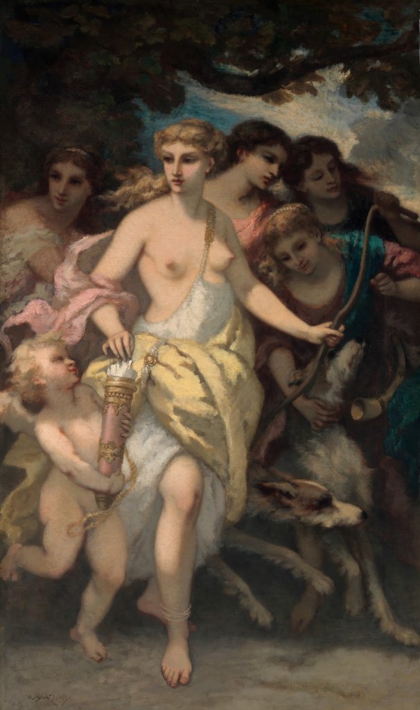 Detail of Diana, 1849 by Narcisse Virgile Diaz de la Pena