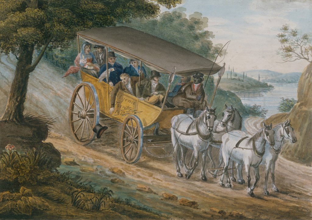 Detail of Travel by Stagecoach Near Trenton, New Jersey, 1811-ca. 1813 by Pavel Petrovic Svin'in