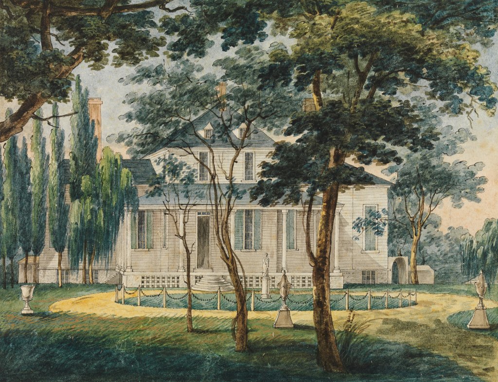 Detail of A Country Residence, Possibly General Moreau's Country House at Morrisville…, 1811-ca. 1813 by Pavel Petrovic Svin'in