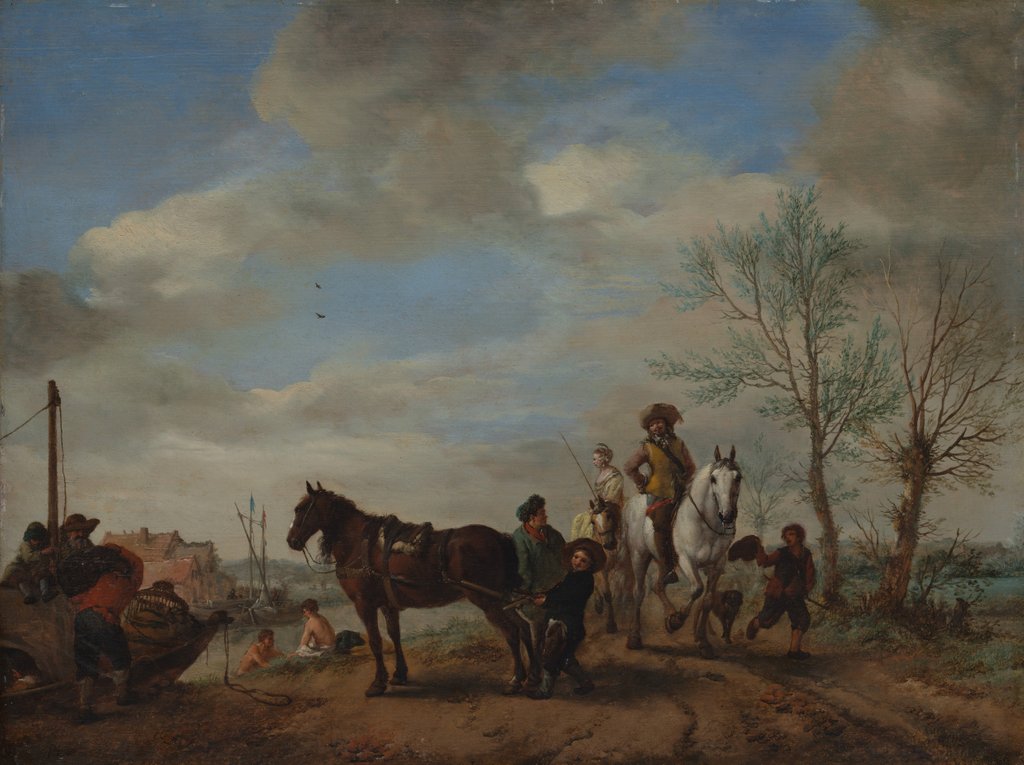 Detail of A Man and a Woman on Horseback, ca. 1653-54 by Philips Wouwerman