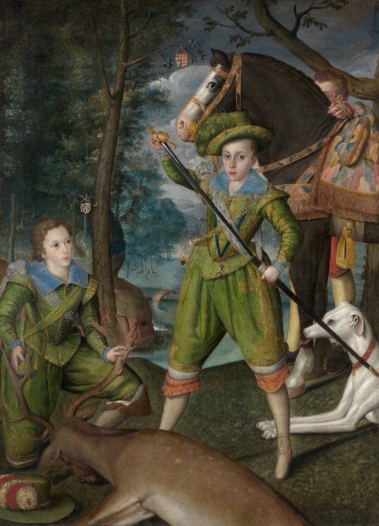 Detail of Henry Frederick, Prince of Wales, with Sir John Harington…, 1603 by Robert Peake I