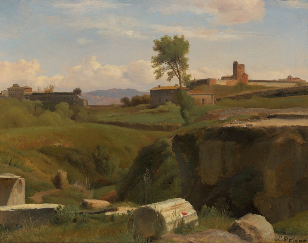 Detail of View on the Aventine Hill, Rome by Romain-Etienne-Gabriel Prieur