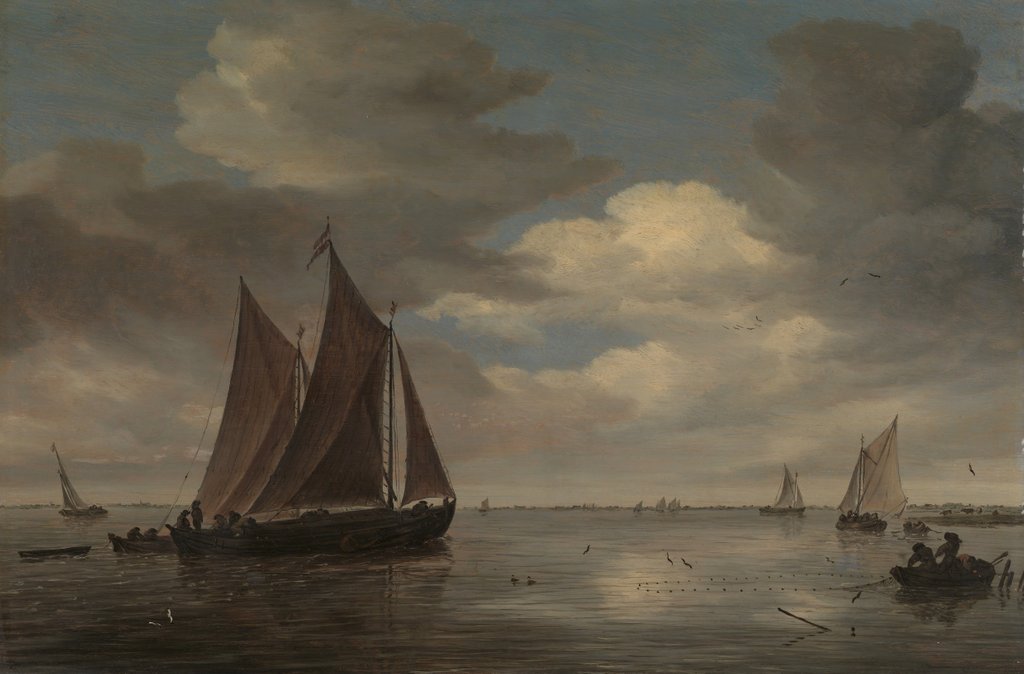 Detail of Fishing Boats on a River, early 1660s by Salomon Ruysdael