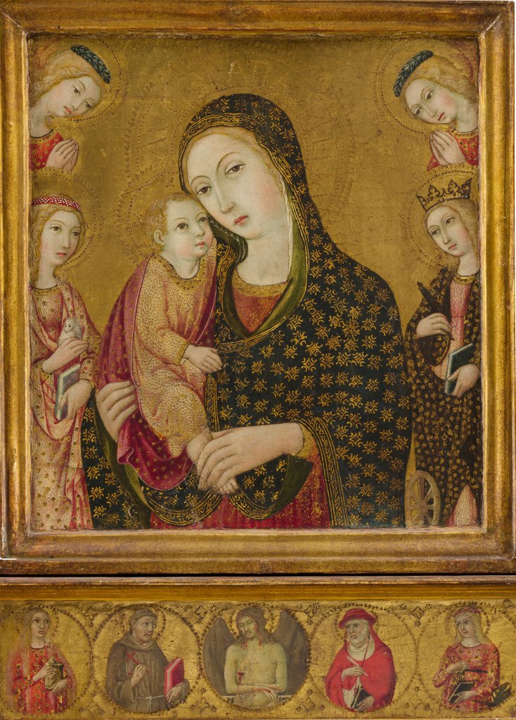 Detail of Madonna and child with the Dead Christ, Saints Agnes and Catherine of Alexandria…ca. 1470-80 by Sano di Pietro
