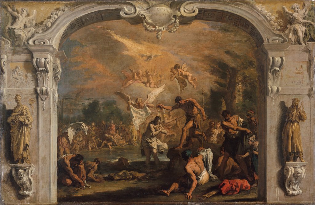 Detail of The Baptism of Christ, ca. 1713-14 by Sebastiano Ricci