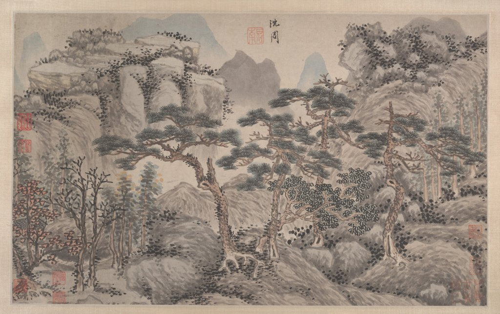 Detail of Landscape with Four Pines by Unknown