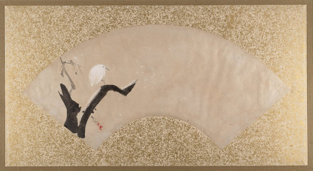 Detail of Egret on Tree Stump, late 19th century by Shibata Zeshin