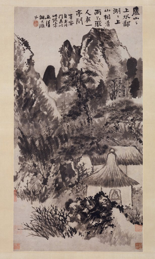 Detail of Hermitage in Mount Lu by Shitao