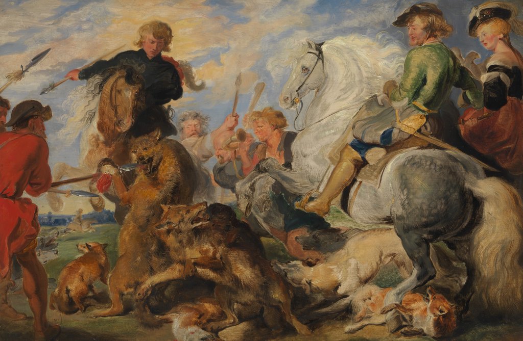 Detail of Copy after Rubens's 'Wolf and Fox Hunt', ca. 1824-26 by Edwin Henry Landseer