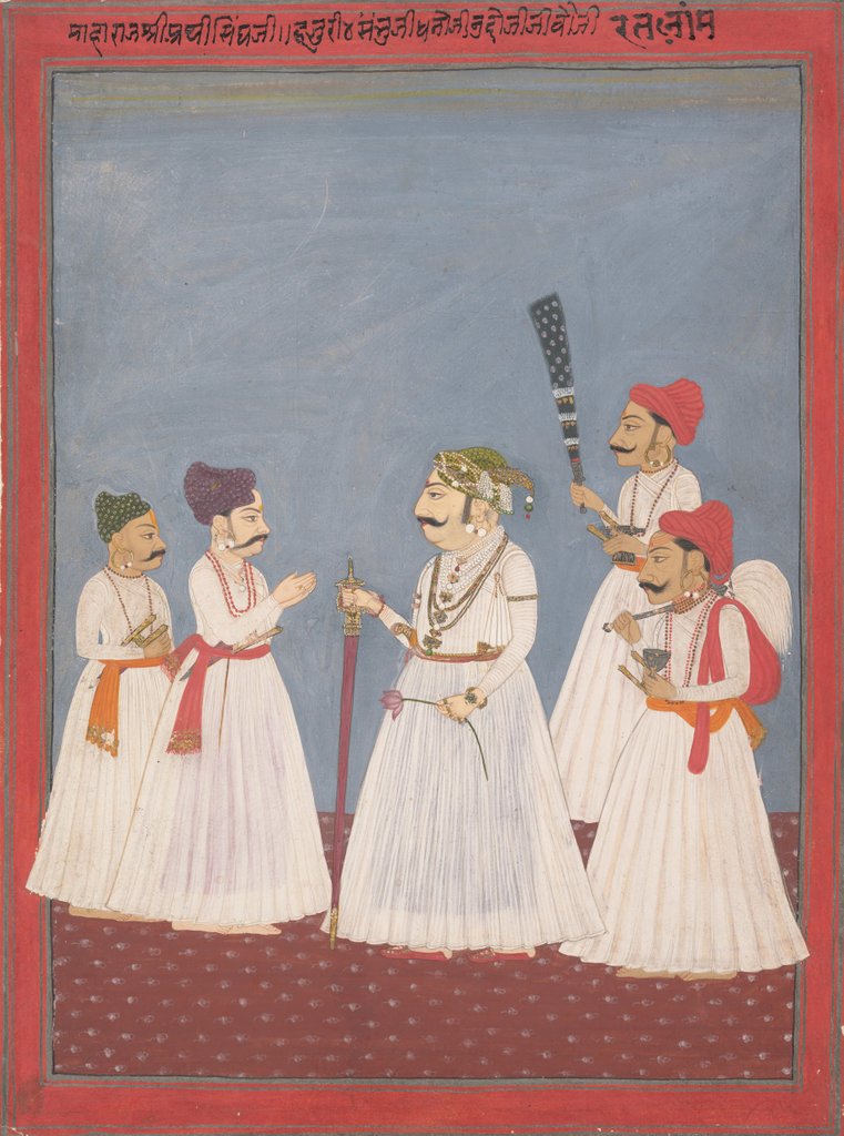 Detail of Prince with Four Attendants, late 18th-early 19th century by Sri Prathi Singh of Ratlam