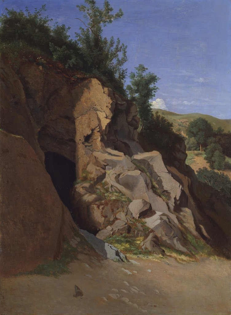 Detail of Landscape with a Cave by Theodore Caruelle d'Aligny
