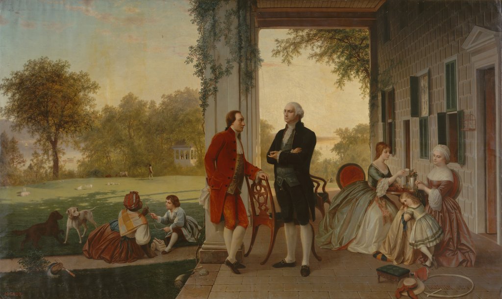Detail of Washington and Lafayette at Mount Vernon, 1784, 1859 by Thomas Pritchard Rossiter