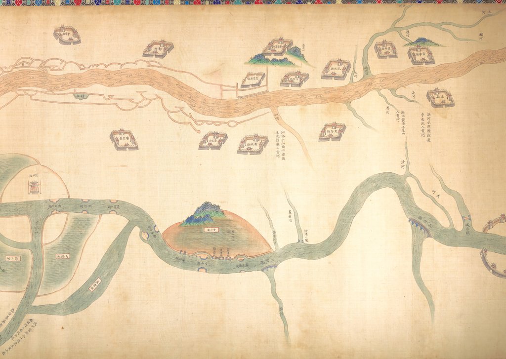 Detail of Map of the Grand Canal from Beijing to the Yangzi River, late 18th or early 19th century by Unknown