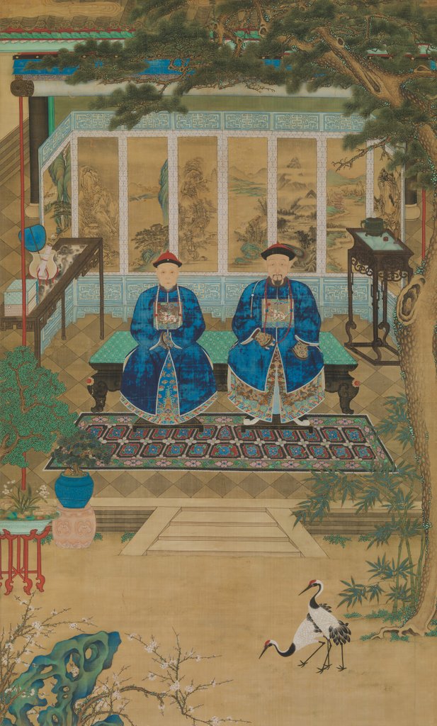 Detail of Portrait of an imperial censor and his wife, late 18th-early 19th century by Unknown