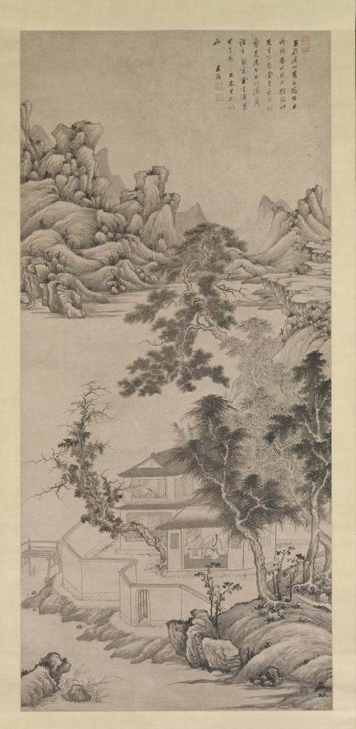 Detail of Lofty Scholar among Streams and Mountains, in the manner of Juran, late 17th century by Wang Jian