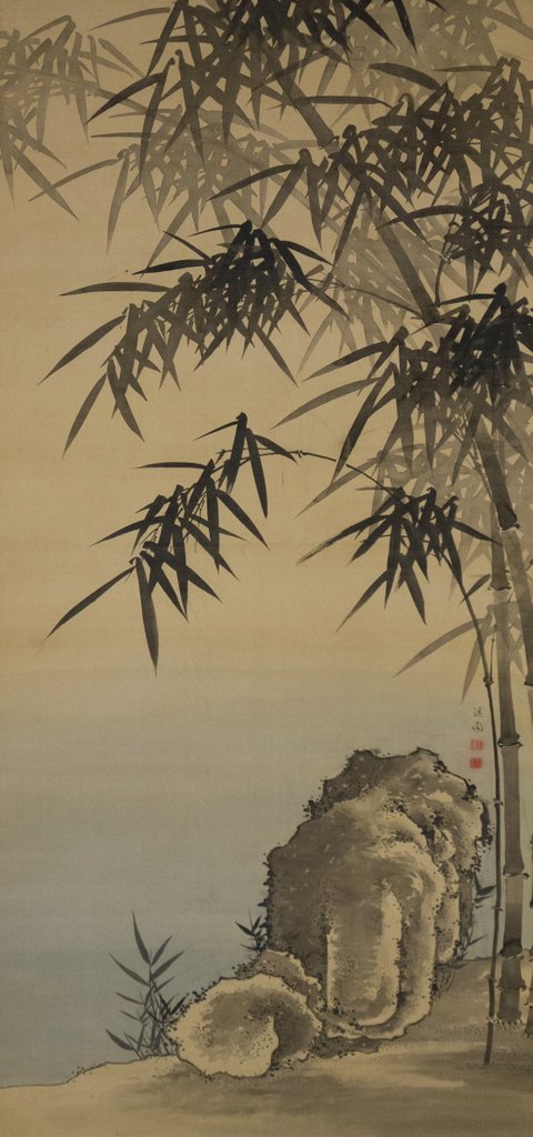 Detail of Rock and Bamboo, 18th century by Yanagisawa Kien